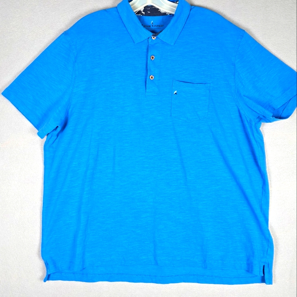 Tailor Vintage Polo Shirt Men XXL Blue Airotec Water‎ & Stain Resistant
